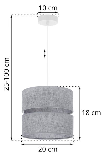 Závesné svietidlo Len, 1x šedé textilné tienidlo, (fi 20 cm), w