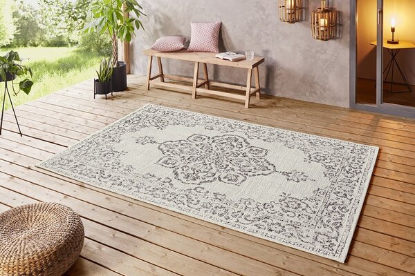 Hanse Home , Kusový koberec Beach 103855 Cream / Grey / Anthracite – na von aj na doma, 240x340, béžová, biela, chodba / predsieň
