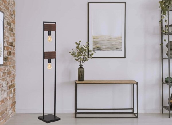 Klausen 107002 - Stojacia lampa HARD 2xE27/11W/230V drevo/čierna
