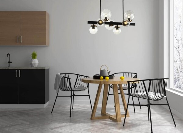 Klausen 106003 - Luster na tyči HYPERION 7xE27/7W/230V čierna/číra