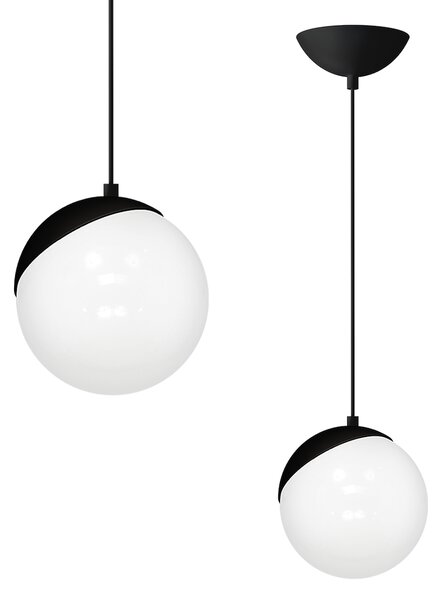 Závesné svietidlo Sfera, 1x biele sklenené tienidlo, b