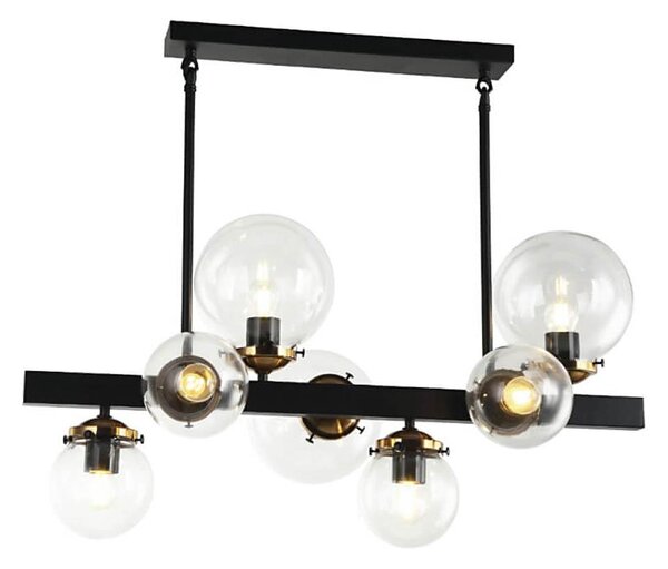 Klausen 106003 - Luster na tyči HYPERION 7xE27/7W/230V čierna/číra
