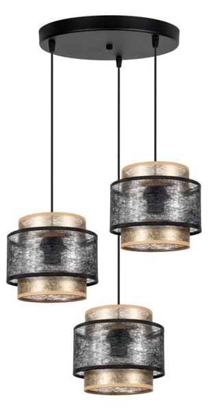 Luster na lanku GABI 3xE27/60W/230V zlatá/čierna pr. 45 cm