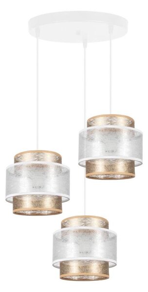 Luster na lanku GABI 3xE27/60W/230V zlatá/biela pr. 45 cm