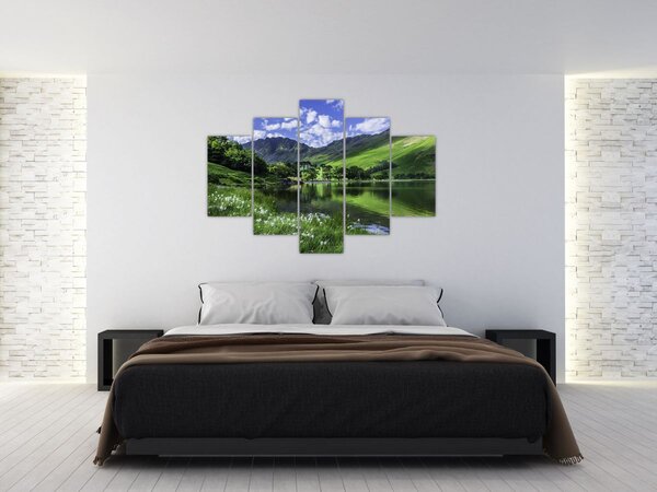 Obraz - Krajina s jazerom (150x105 cm)