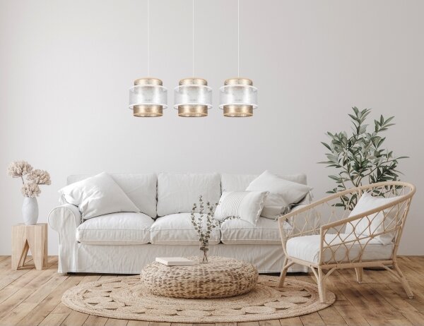 Luster na lanku GABI 3xE27/60W/230V zlatá/biela