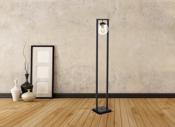 Klausen 107003 - Stojacia lampa REY 1xE27/7W/230V čierna