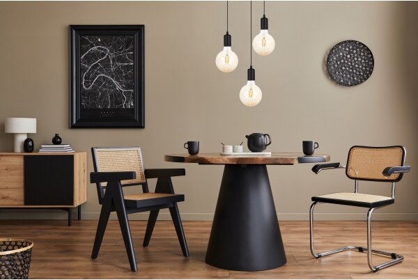 Luster na lanku MIROS 3xE27/60W/230V guľatý čierna