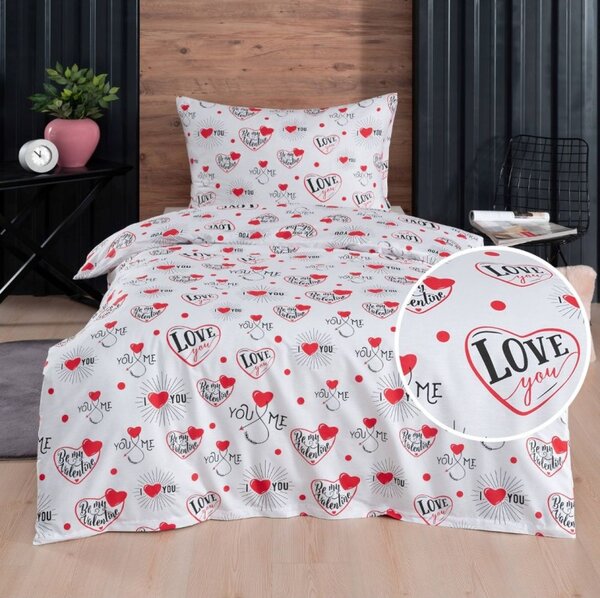 Obliečky bavlnené Valentín EMI, Štandardný set jednolôžko obsahuje 1x 140x200 + 1x 70x90