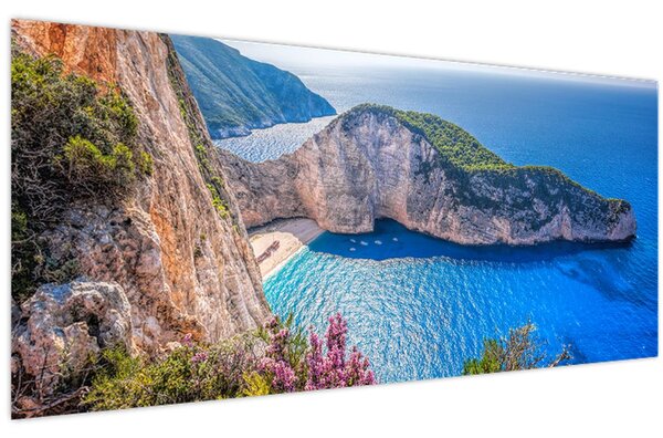 Obraz - Pláž Navagio, Grécko (120x50 cm)