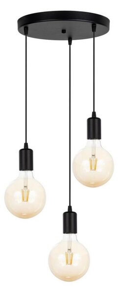 Luster na lanku MIROS 3xE27/60W/230V guľatý čierna