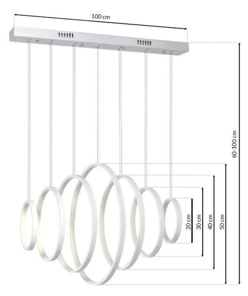 Závesné LED svietidlo Pixels, 7x LED 96w, 4000k, w