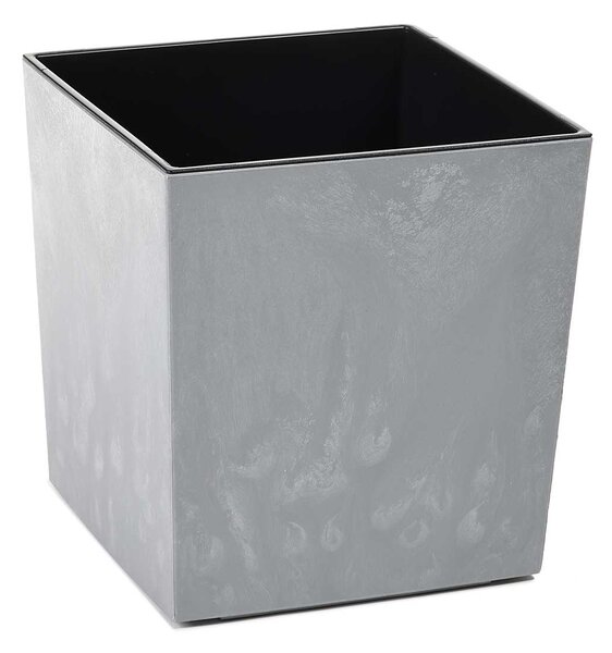 PLASTOVÝ KVETINÁČ FLORE 19X19 CM IMITÁCIA BETÓNU SIVÁ