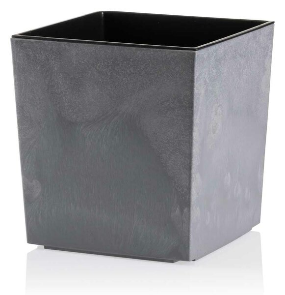 PLASTOVÝ KVETINÁČ FLORE 19X19 CM IMITÁCIA BETÓNU SIVÁ