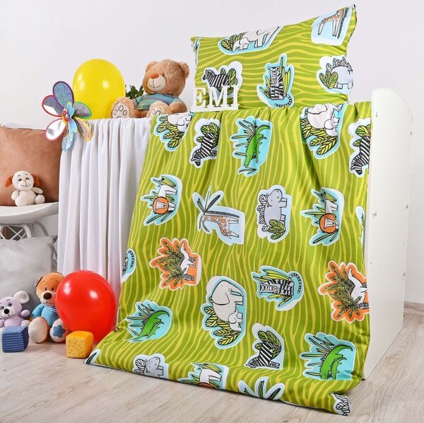 Obliečky detské Jungle zelené EMI, Detský set 90x130 + 45x65
