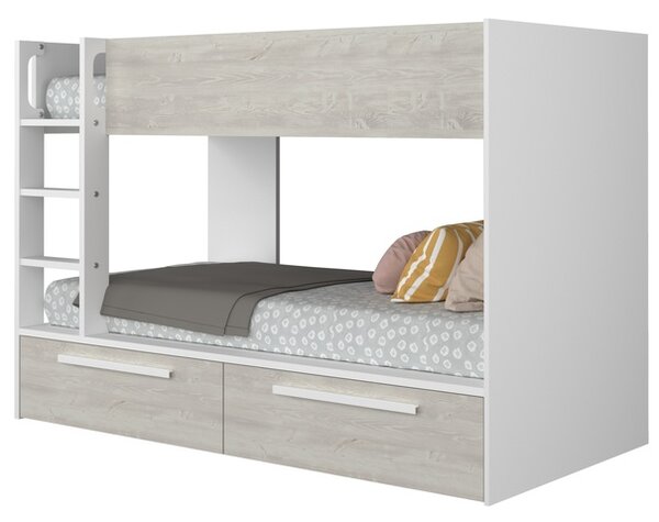 Poschodová posteľ EMMET VII pínia cascina/biela, 90x200 cm