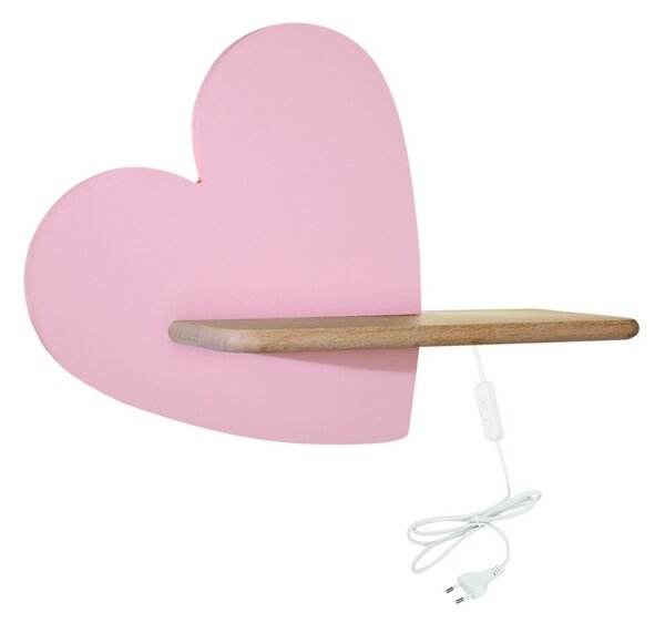 LED Detské nástenné svietidlo s poličkou HEART LED/5W/230V ružová/drevo