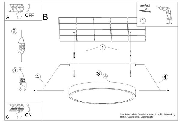 Stropné LED svietidlo Onyx 30, 1x LED 23w, 3000k, w