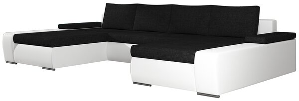 Rohová sedačka U s rozkladom a úložným priestorom Melfi L/P - čierna (Sawana 14) / biela (Soft 17)