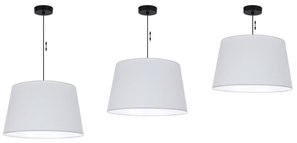 Závesné svietidlo Gaja, 1x svetlosivé textilné tienidlo, (fi 44cm), b