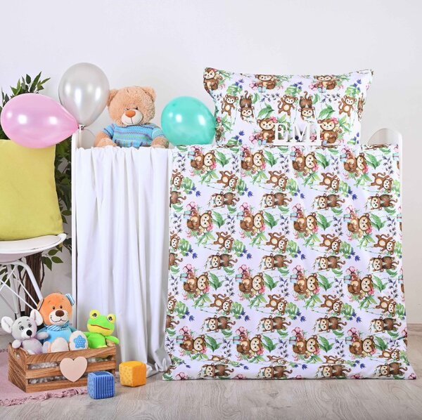Obliečky detské bavlnené Opice EMI, Detský set 90x130 + 45x65