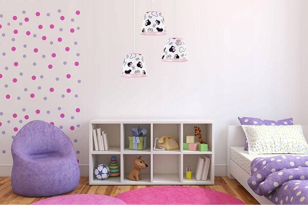 Detské závesné svietidlo Minnie, 3x textilné tienidlo so vzorom, o, s