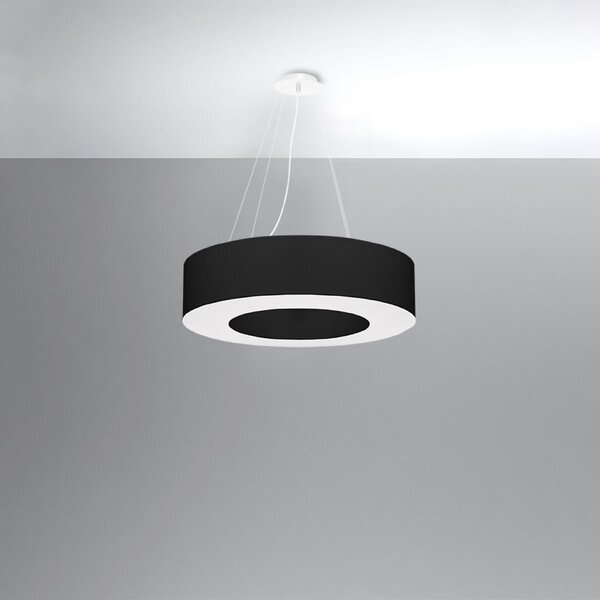 Závesné svietidlo Saturno, 1x čierne textilné tienidlo, (biely plast), (fi 70 cm)