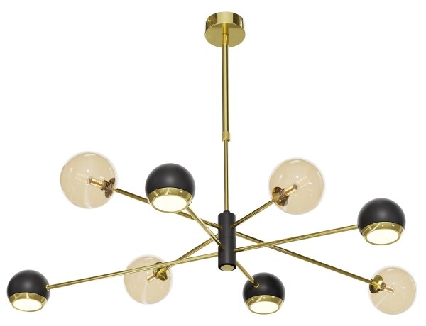 Jupiter 1972 - Luster na tyči MOKA 4xGU10/10W/230V + 4xG9/10W/230V zlatá/čierna/béžová