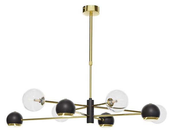 Jupiter 1973-Luster na tyči MOKA 4xGU10/10W/230V + 4xG9/10W/230V zlatá/čierna/číre