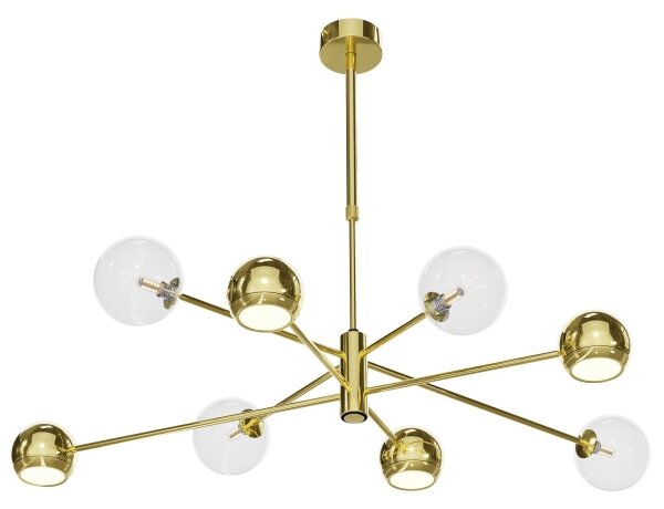 Jupiter 1970 - Luster na tyči MOKA 4xGU10/10W/230V + 4xG9/10W/230V zlatá/číra