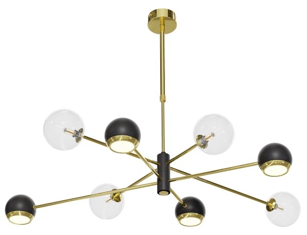 Jupiter 1973-Luster na tyči MOKA 4xGU10/10W/230V + 4xG9/10W/230V zlatá/čierna/číre