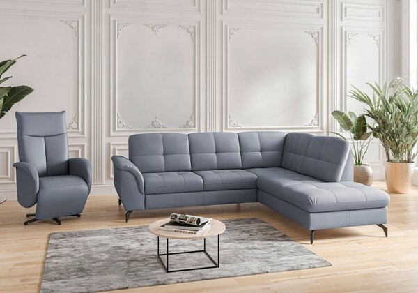 ROHOVÁ SEDAČKA, textil, koža, sivomodrá Sit & More - Sedačky, Online Only