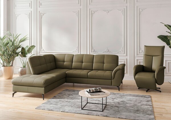 ROHOVÁ SEDAČKA, textil, koža, olivovozelená Sit & More - Sedačky, Online Only