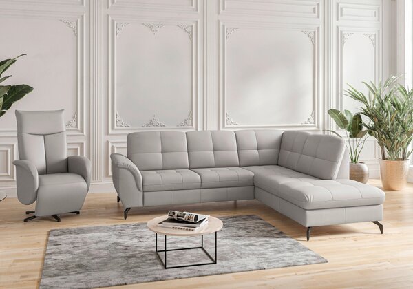 ROHOVÁ SEDAČKA, textil, koža, svetlosivá Sit & More - Sedačky, Online Only