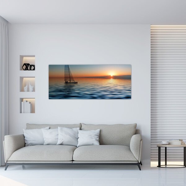 Obraz - Plachetnica na mori (120x50 cm)