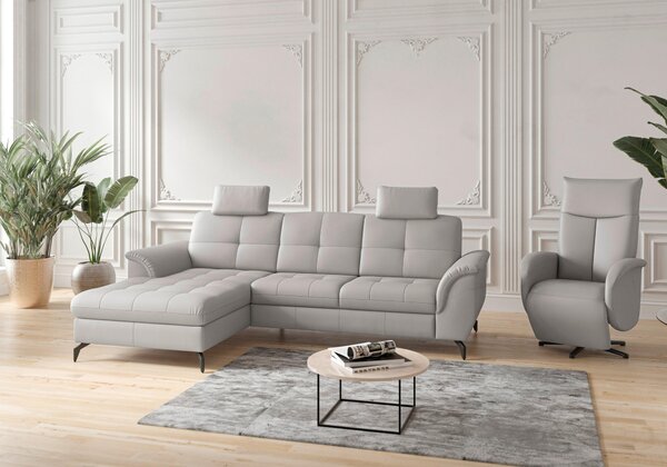 ROHOVÁ SEDAČKA, textil, koža, svetlosivá Sit & More - Sedačky, Online Only