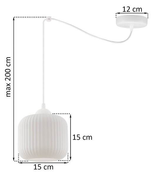 Závesné svietidlo Riffle Spider, 1x biele sklenené tienidlo, w