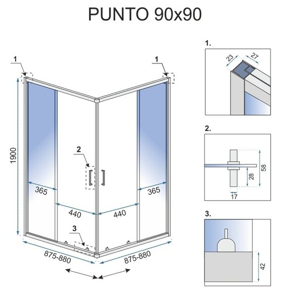 Sprchovací kút Rea Punto 90x90 čierny