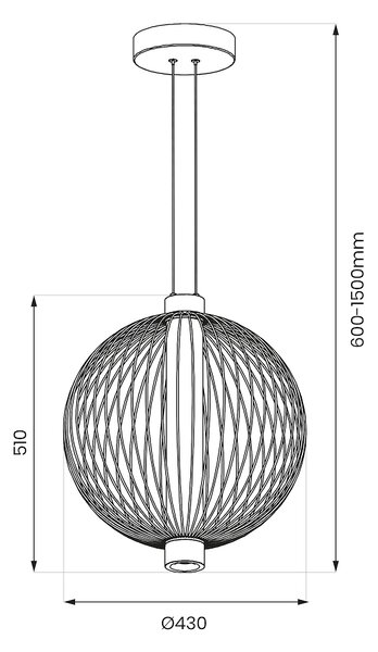 Závesné svietidlo Kyoto, 1x čierne drôtené tienidlo, (fi 43cm), b