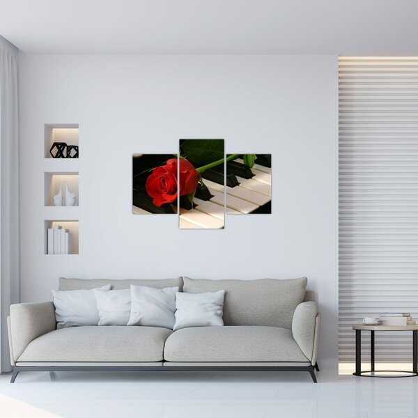 Obraz - Klavír a ruža (90x60 cm)