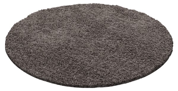 Ayyildiz, Kusový koberec Life Shaggy 1500 taupe kruh, 200x200 (priemer) kruh, hnedá, obývacia izba