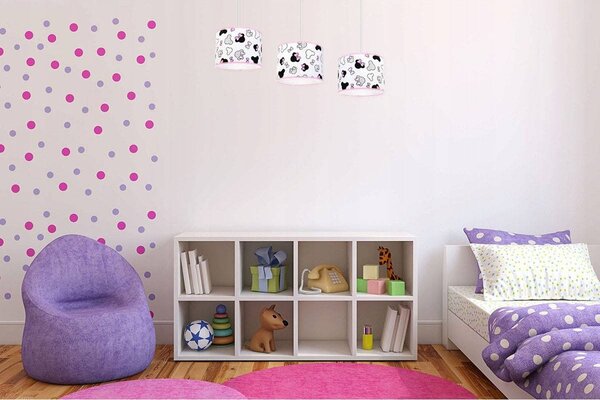 Detské závesné svietidlo Minnie, 3x textilné tienidlo so vzorom