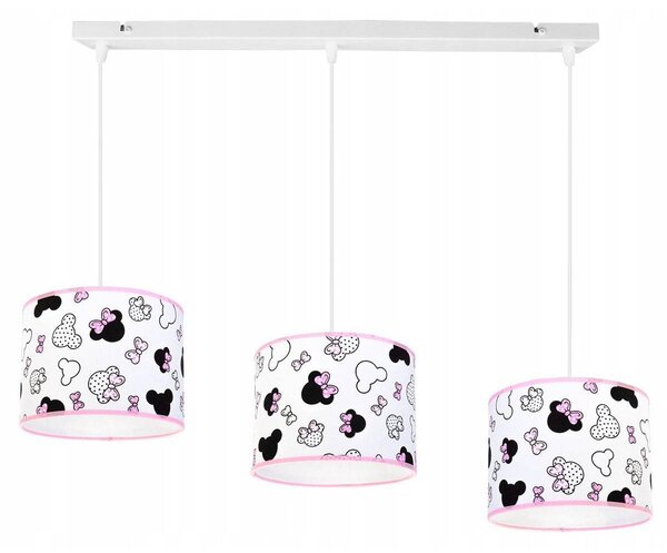 Detské závesné svietidlo Minnie, 3x textilné tienidlo so vzorom