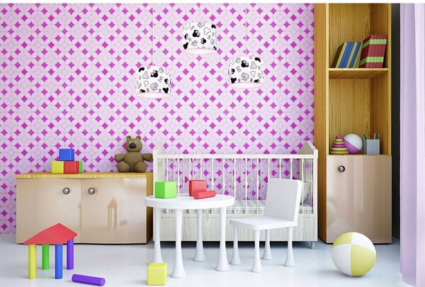 Detské závesné svietidlo Minnie, 3x textilné tienidlo so vzorom