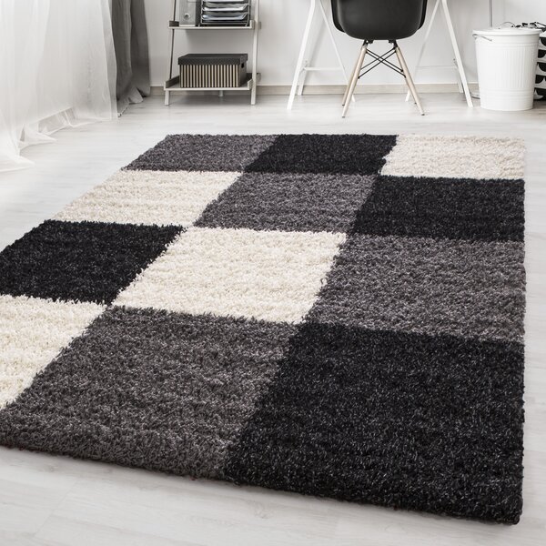 Ayyildiz , Kusový koberec Life Shaggy 1501 black, 80x150, čiernobiela, obývacia izba
