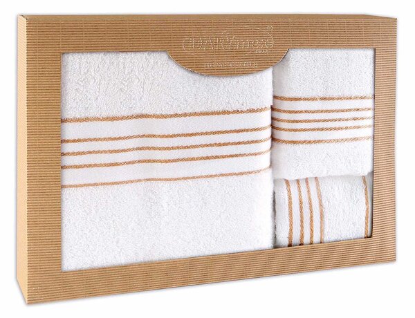 BAVLNENÉ UTERÁKY TIWANO SADA 1 KS 30X50 CM, 1 KS 50X90 CM, 1 KS 70X140 CM BIELA