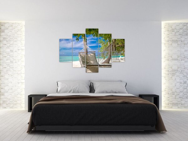 Obraz - Hojdacia sieť na pláži (150x105 cm)