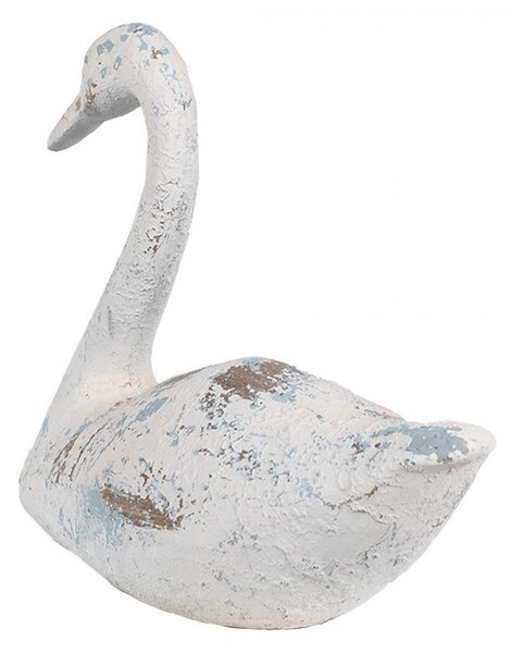 Biela antik dekoratívna figúrka Labuť - 33*16*28 cm - Clayre & Eef