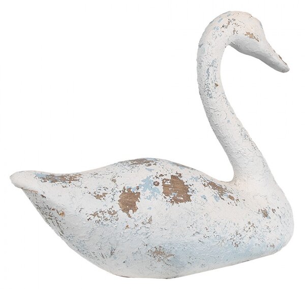 Biela antik dekoratívna figúrka Labuť - 33*16*28 cm - Clayre & Eef