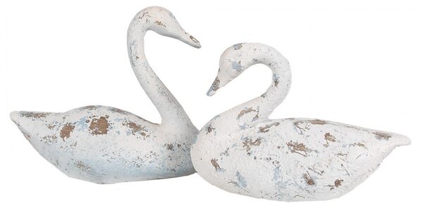 Biela antik dekoratívna figúrka Labuť - 33*16*28 cm - Clayre & Eef